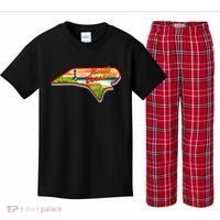 North Carolina Cartoon Illustration Kids Plaid Pajama Set thumb 0