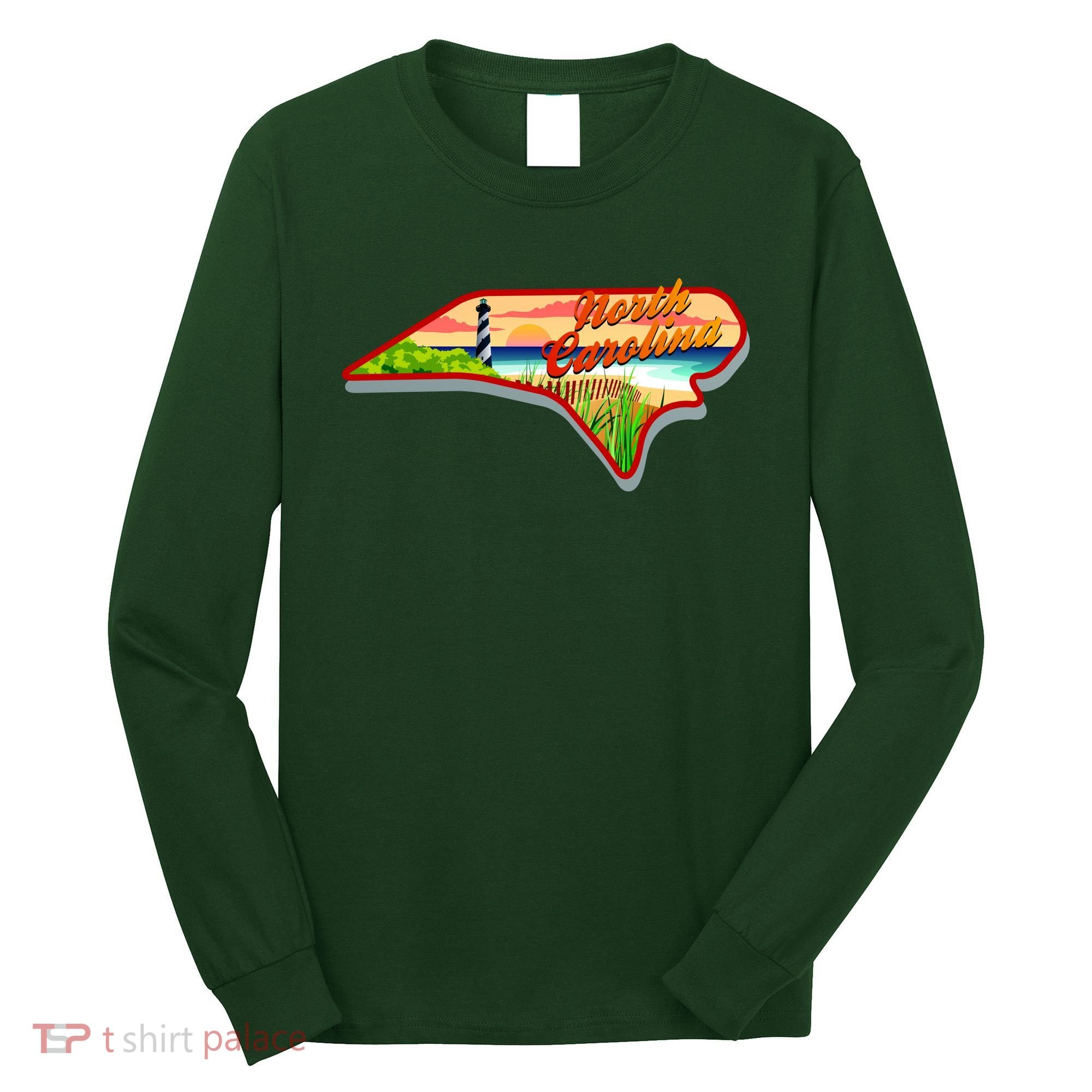 North Carolina Cartoon Illustration Long Sleeve Shirt