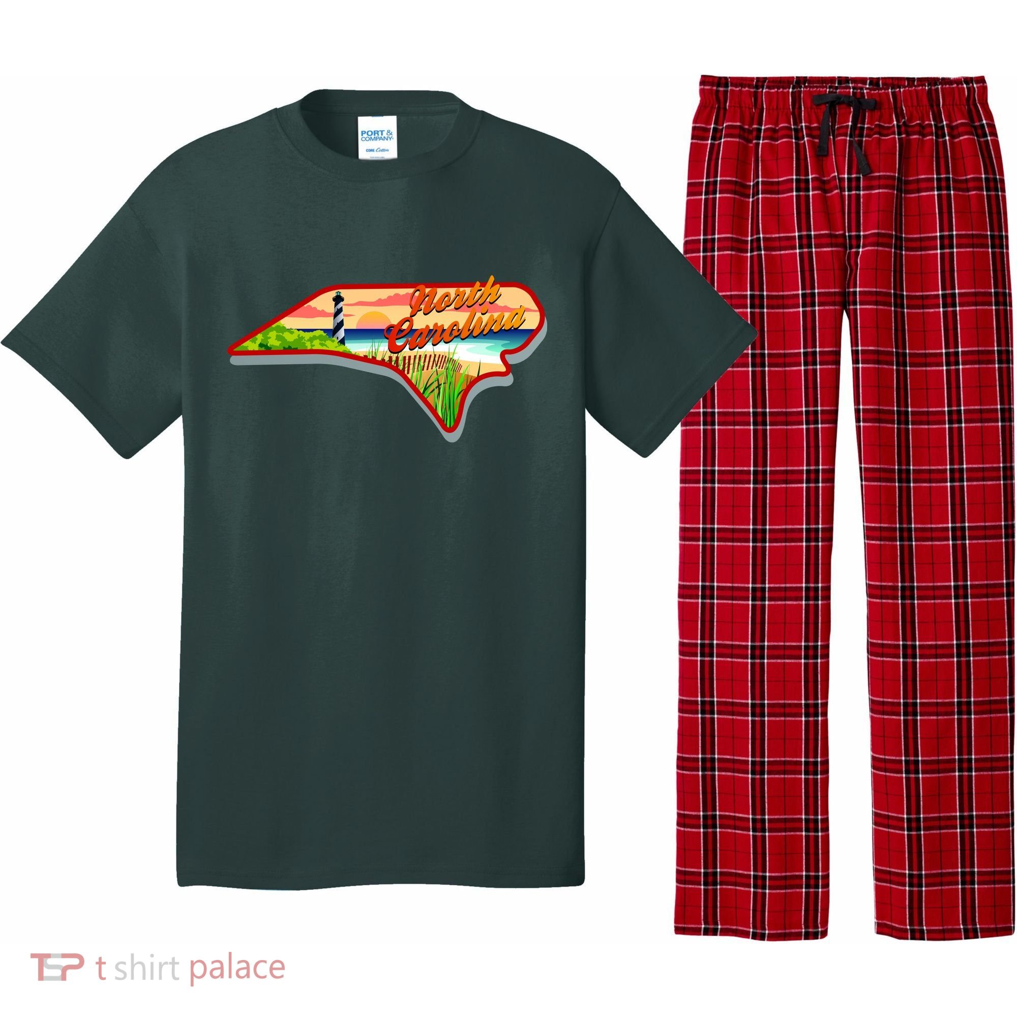 North Carolina Cartoon Illustration Pajama Set