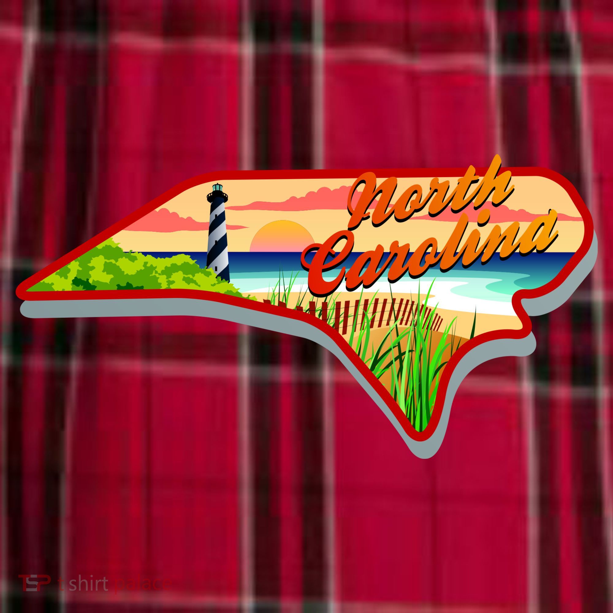 North Carolina Cartoon Illustration Women's Flannel Plaid Pajama Pants