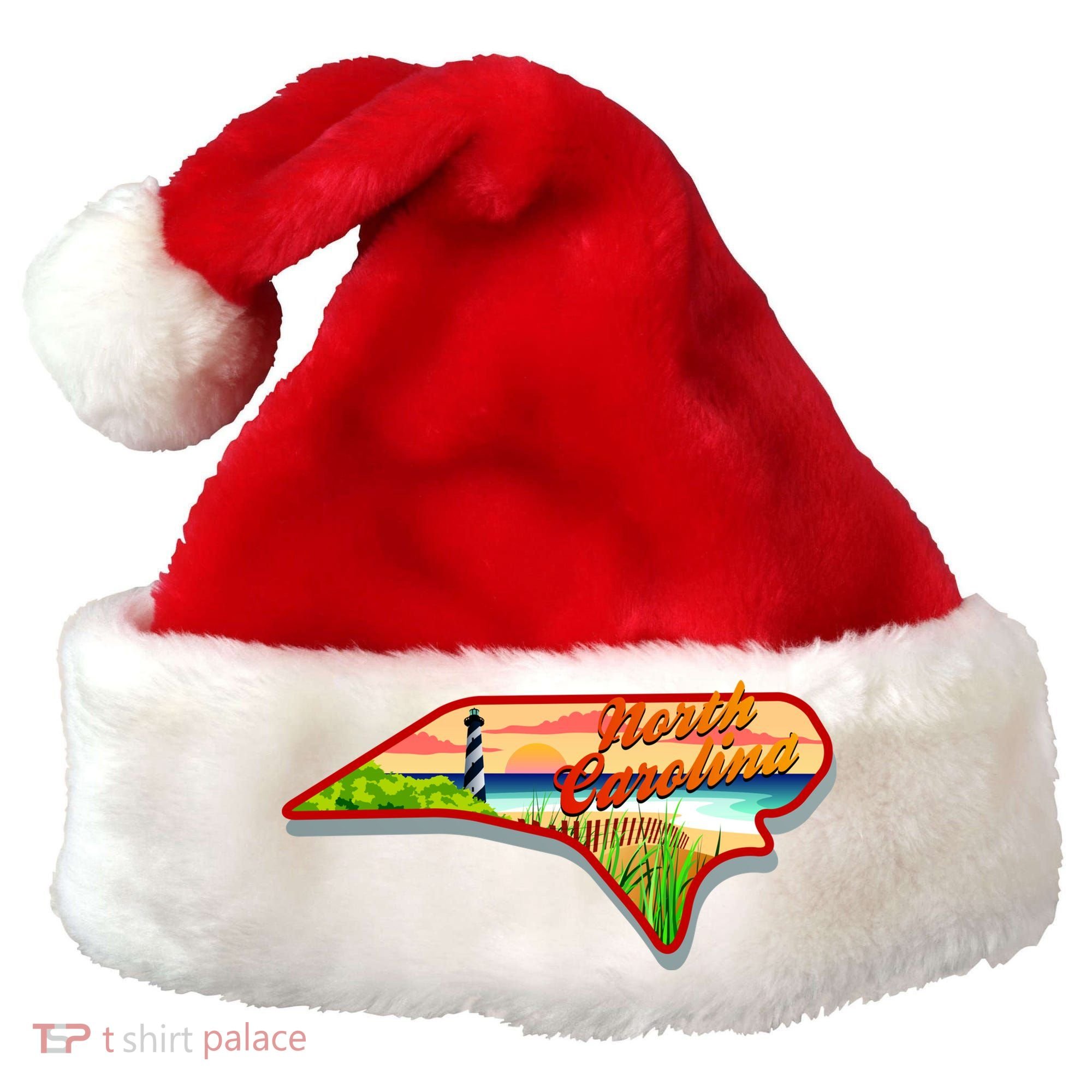 North Carolina Cartoon Illustration Santa Hat
