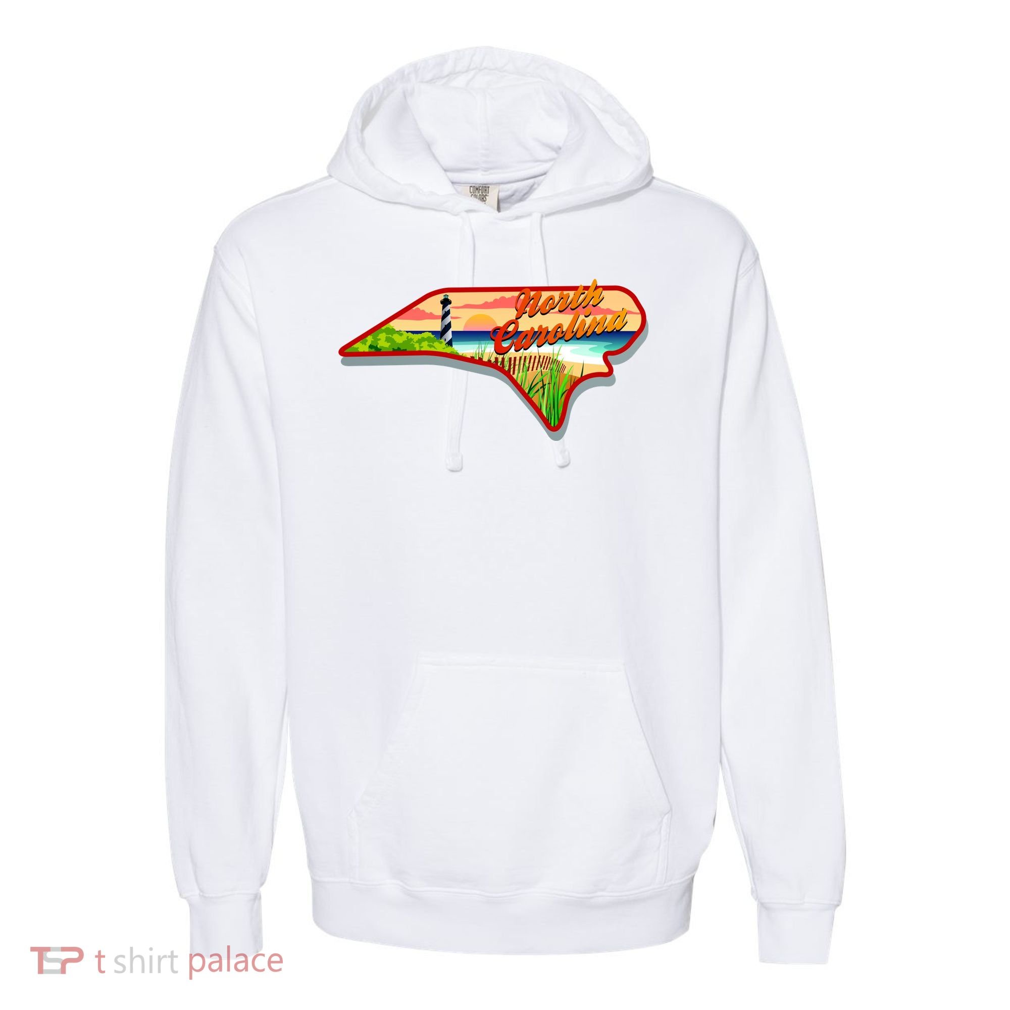 North Carolina Cartoon Illustration Comfort Colors Garment-Dyed Hooded Sweatshirt