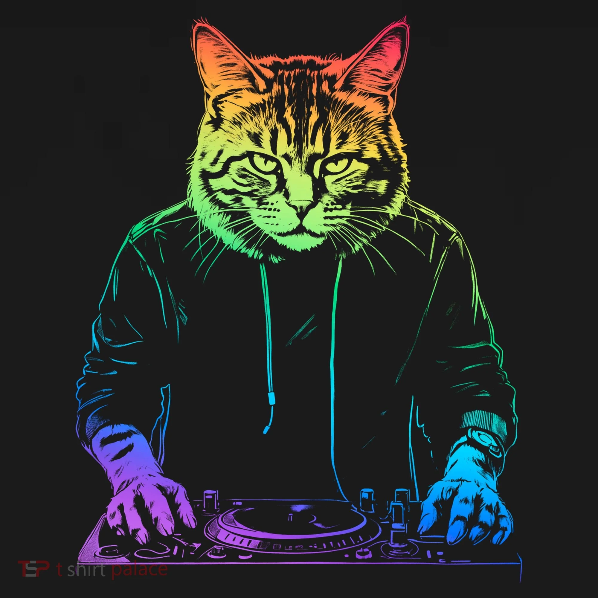 Neon Cat Dj Doggie Tank