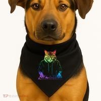 Neon Cat Dj USA-Made Doggie Bandana thumb 1