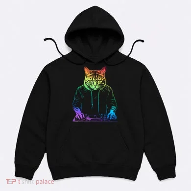 Neon Cat Dj Hoodie