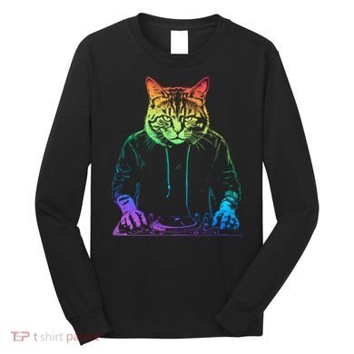 Neon Cat Dj Long Sleeve Shirt