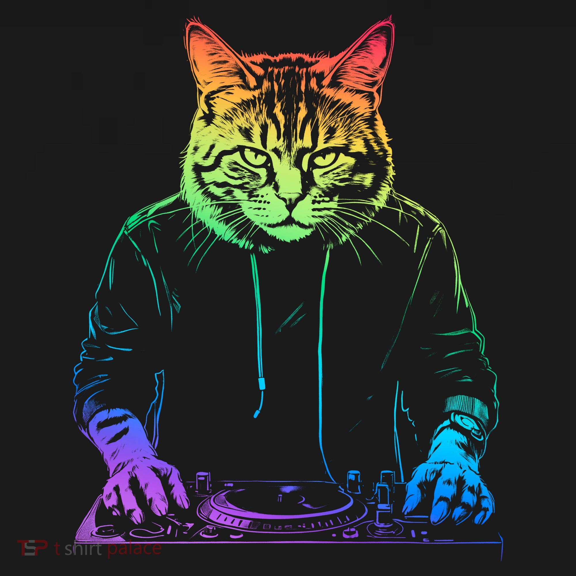 Neon Cat Dj Sweatshirt