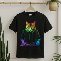 Neon Cat Dj T-Shirt thumb 2