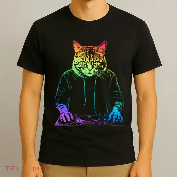 Neon Cat Dj T-Shirt