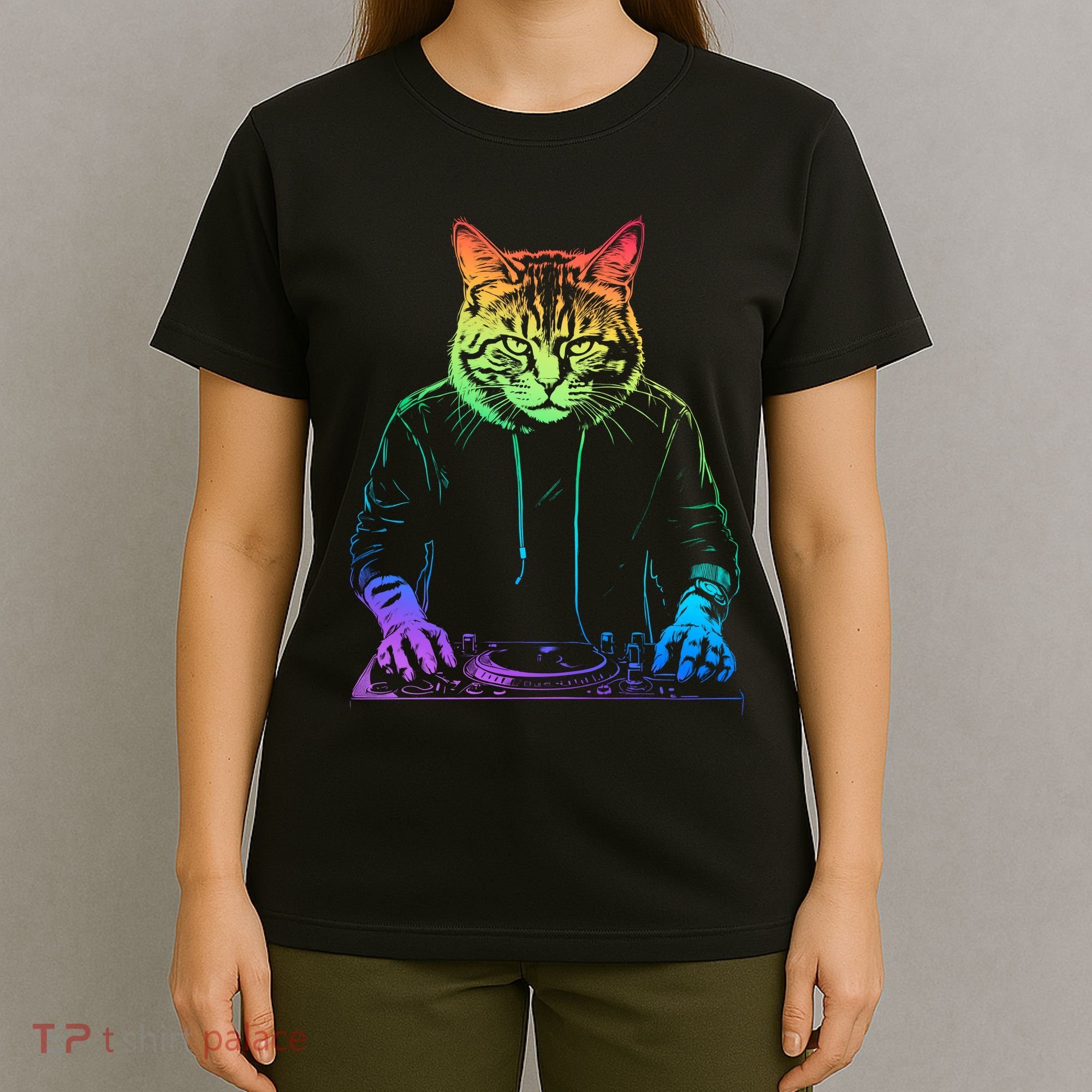 Neon Cat Dj T-Shirt
