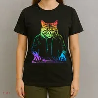 Neon Cat Dj T-Shirt thumb 4