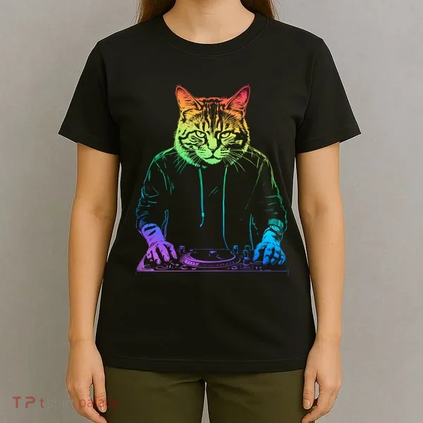 Neon Cat Dj T-Shirt