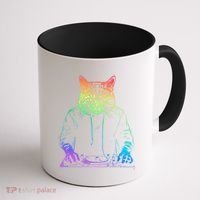 Neon Cat Dj Coffee Mug thumb 1