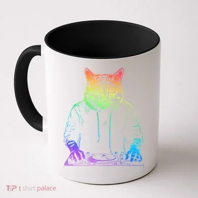 Neon Cat Dj Coffee Mug