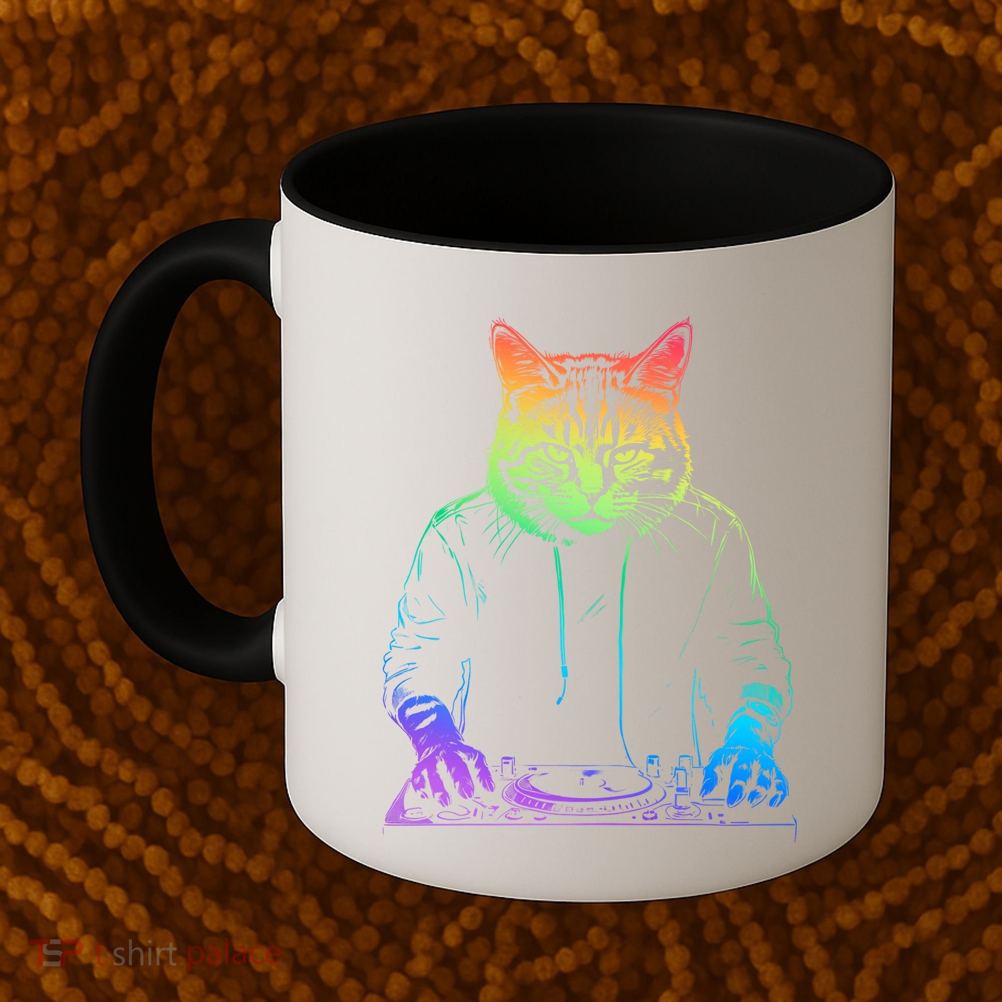 Neon Cat Dj Coffee Mug