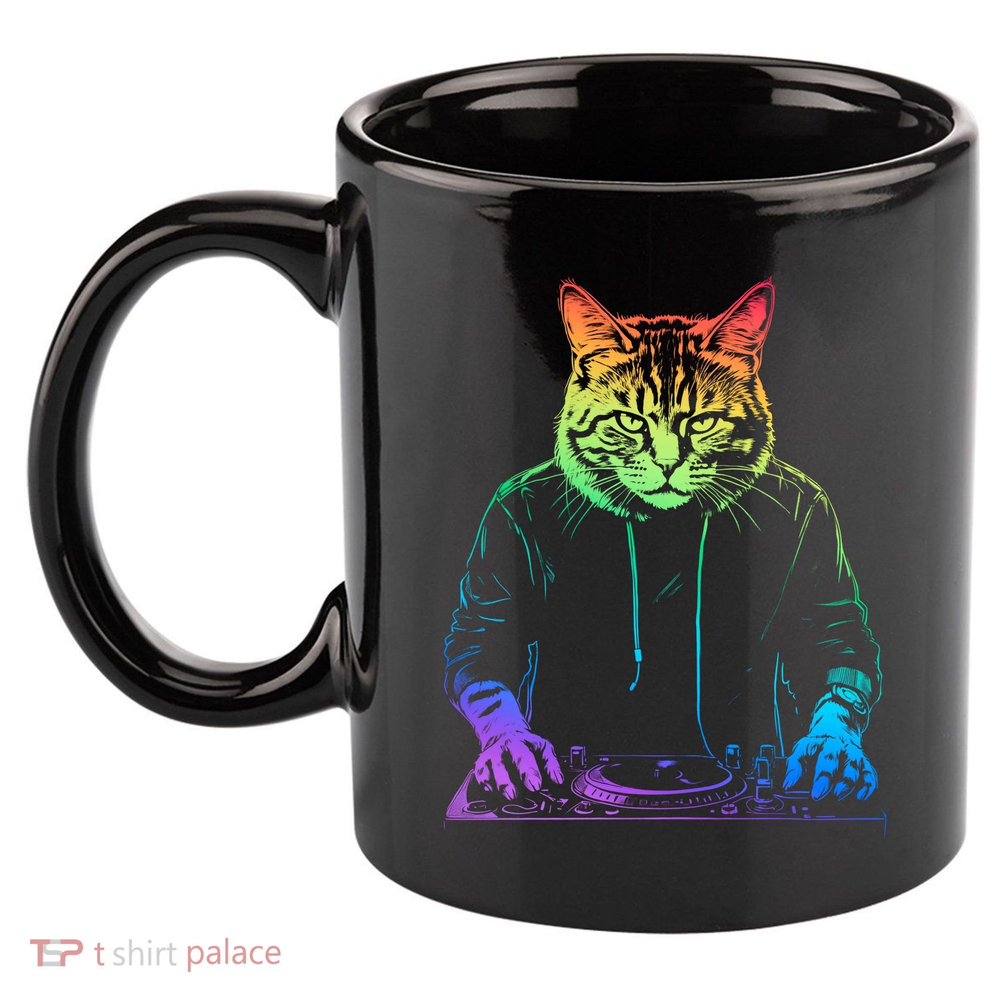 Neon Cat Dj 11oz C Handle Ceramic Mug