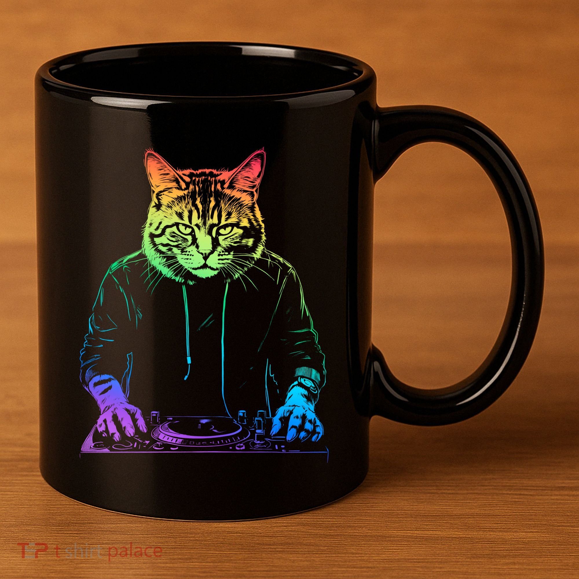 Neon Cat Dj 11oz C Handle Ceramic Mug
