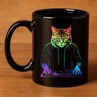 Neon Cat Dj 11oz C Handle Ceramic Mug thumb 4