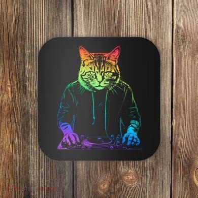 Neon Cat Dj Coaster