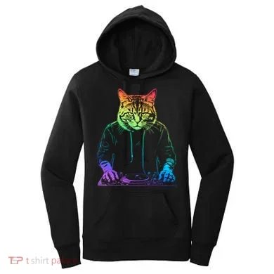 Neon Cat Dj Women's Hoodie