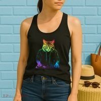 Neon Cat Dj Women's Tank Top thumb 2