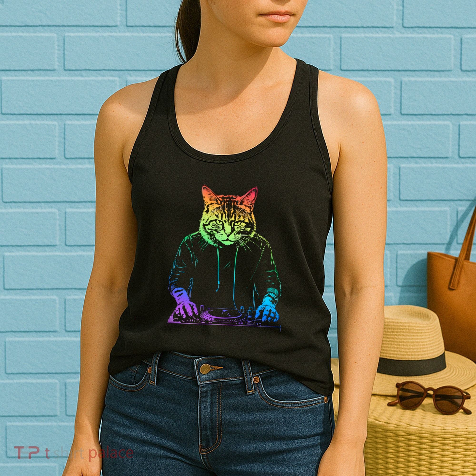 Neon Cat Dj Women's Tank Top