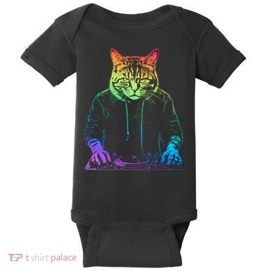 Neon Cat Dj Baby Bodysuit