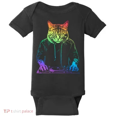 Neon Cat Dj Baby Bodysuit