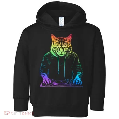 Neon Cat Dj Toddler Hoodie