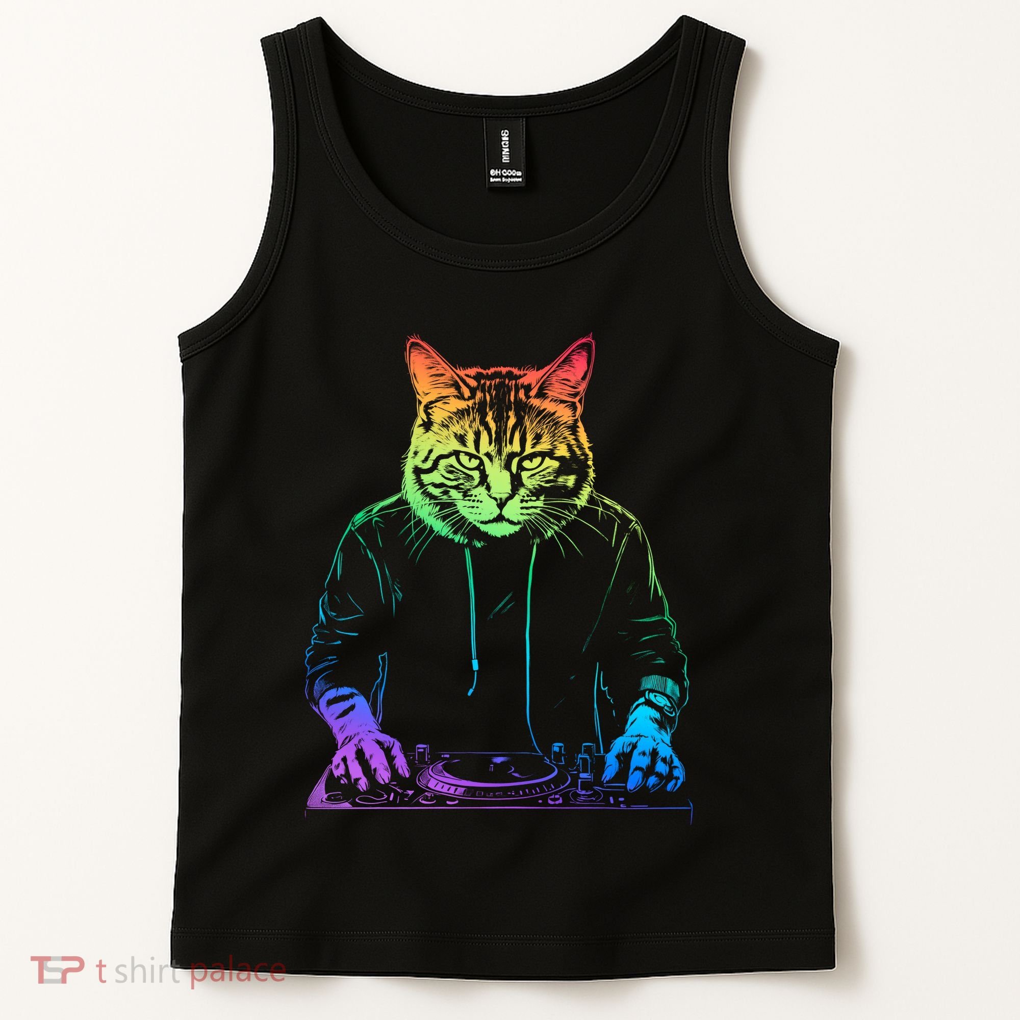 Neon Cat Dj Tank Top