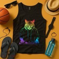 Neon Cat Dj Tank Top thumb 4