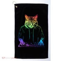 Neon Cat Dj Golf Towel thumb 0