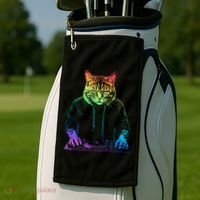 Neon Cat Dj Golf Towel thumb 2