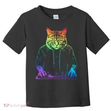 Neon Cat Dj Toddler T-Shirt