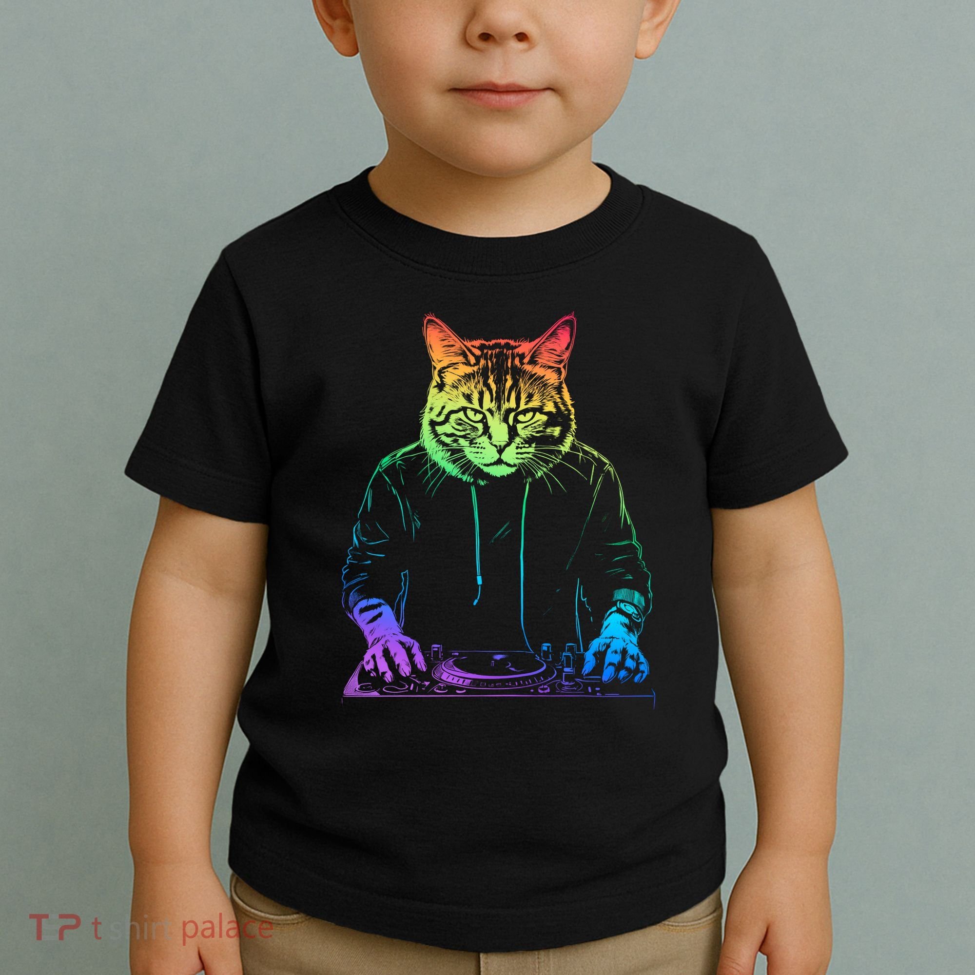 Neon Cat Dj Toddler T-Shirt