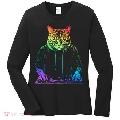 Neon Cat Dj Women's Long Sleeve Shirt