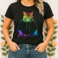 Neon Cat Dj Women's T-Shirt thumb 2