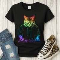 Neon Cat Dj Women's T-Shirt thumb 3