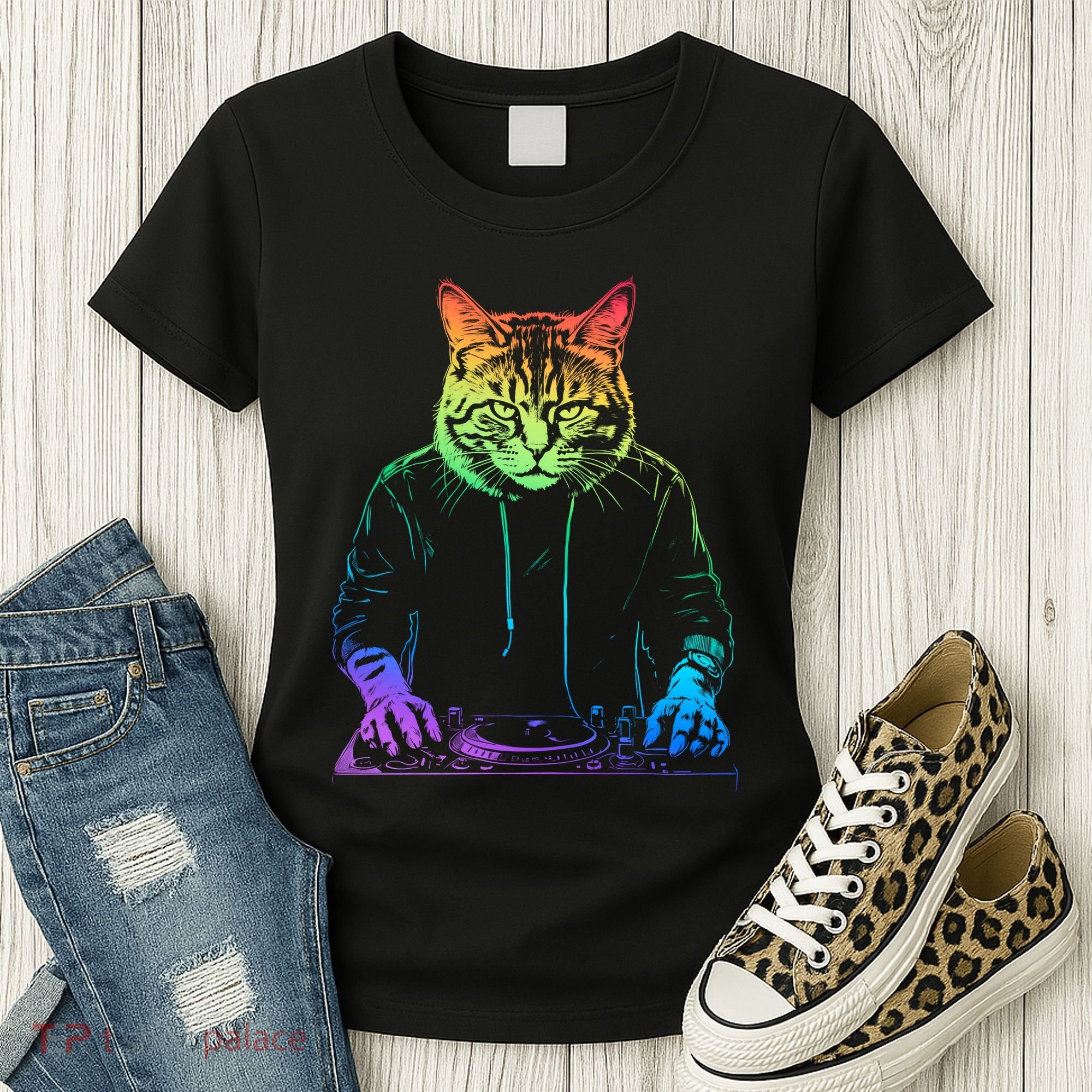 Neon Cat Dj Women's T-Shirt