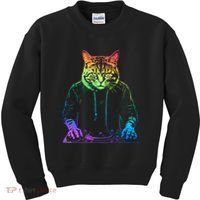 Neon Cat Dj Kids Sweatshirt thumb 0