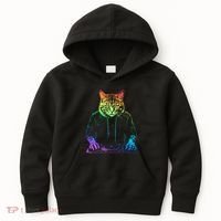 Neon Cat Dj Kids Hoodie thumb 0