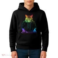 Neon Cat Dj Kids Hoodie thumb 4