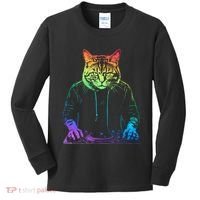 Neon Cat Dj Kids Long Sleeve Shirt thumb 0