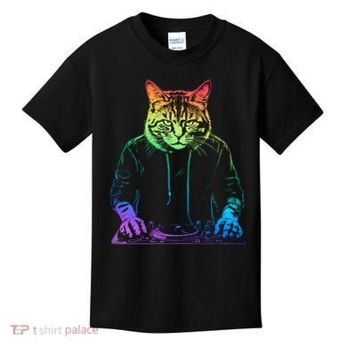 Neon Cat Dj Kids T-Shirt