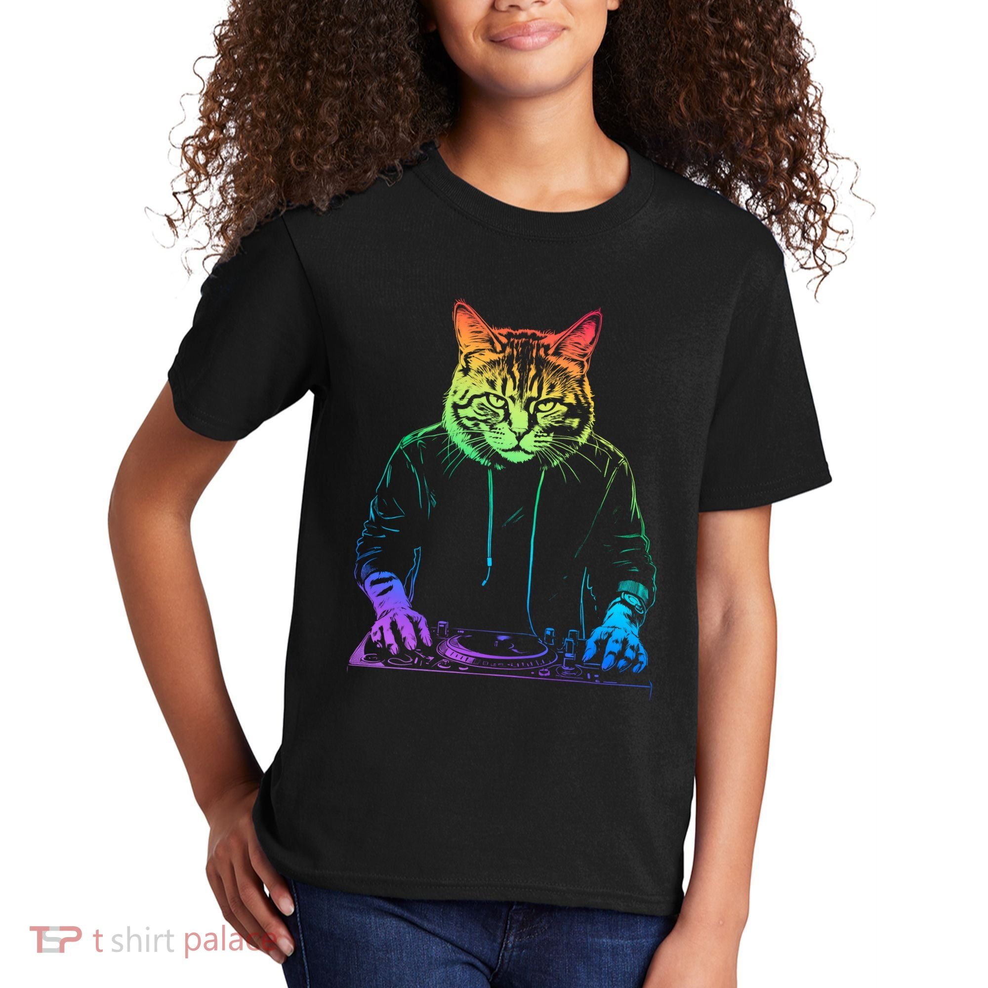 Neon Cat Dj Kids T-Shirt