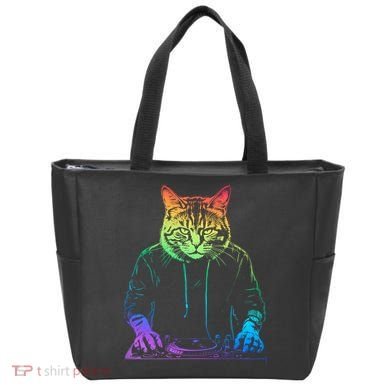 Neon Cat Dj Tote Bag