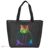 Neon Cat Dj Tote Bag thumb 0