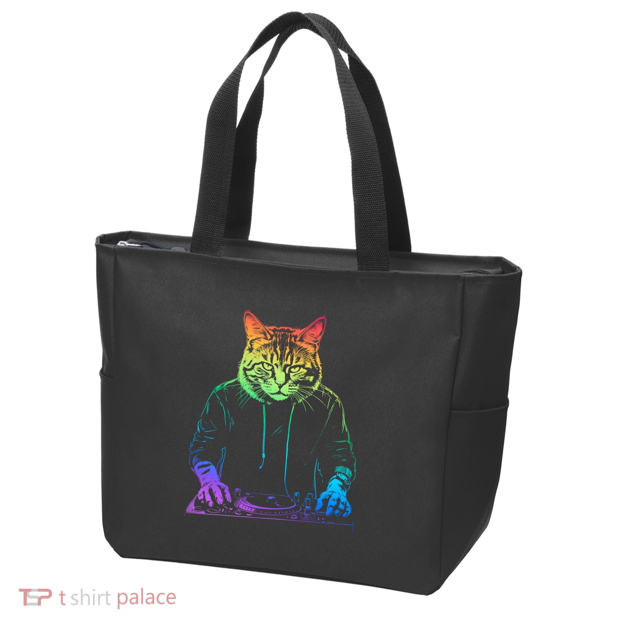 Neon Cat Dj Tote Bag
