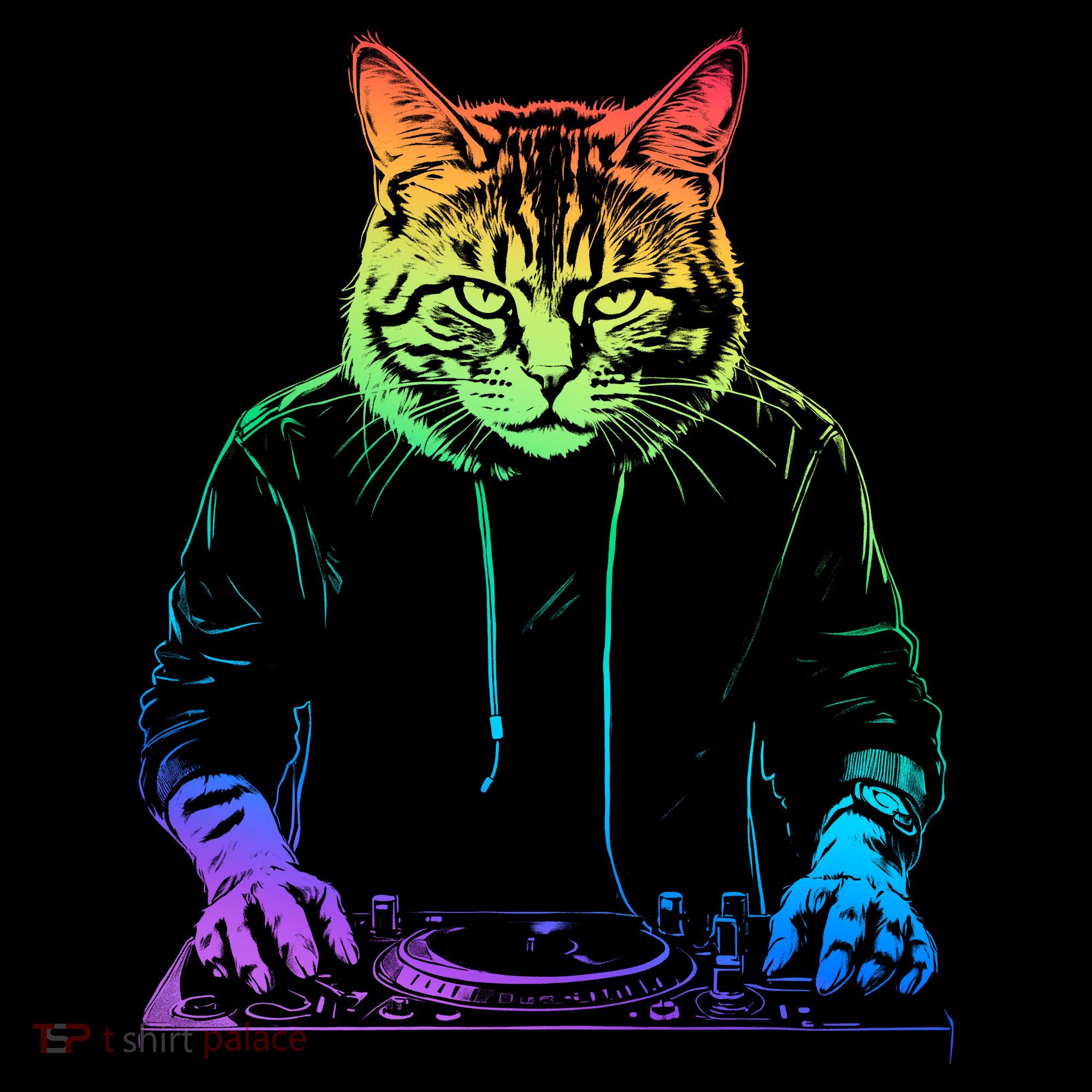 Neon Cat Dj Tote Bag