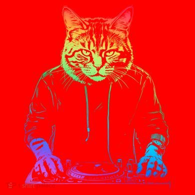Neon Cat Dj Santa Hat